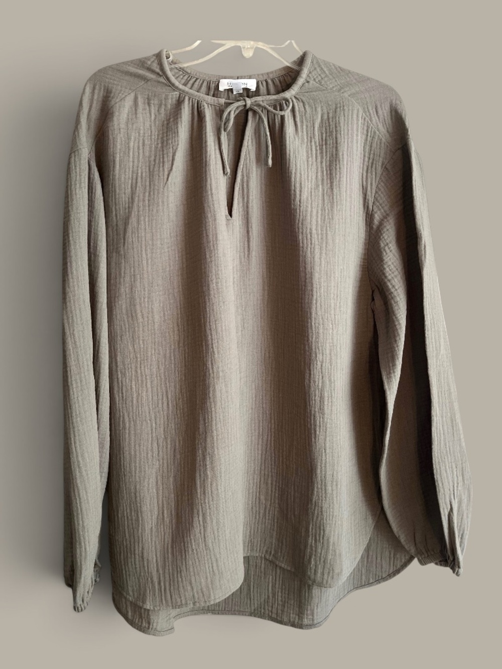 Haven Well Within Vetiver Green Organic Gauze Peasant Top Size M